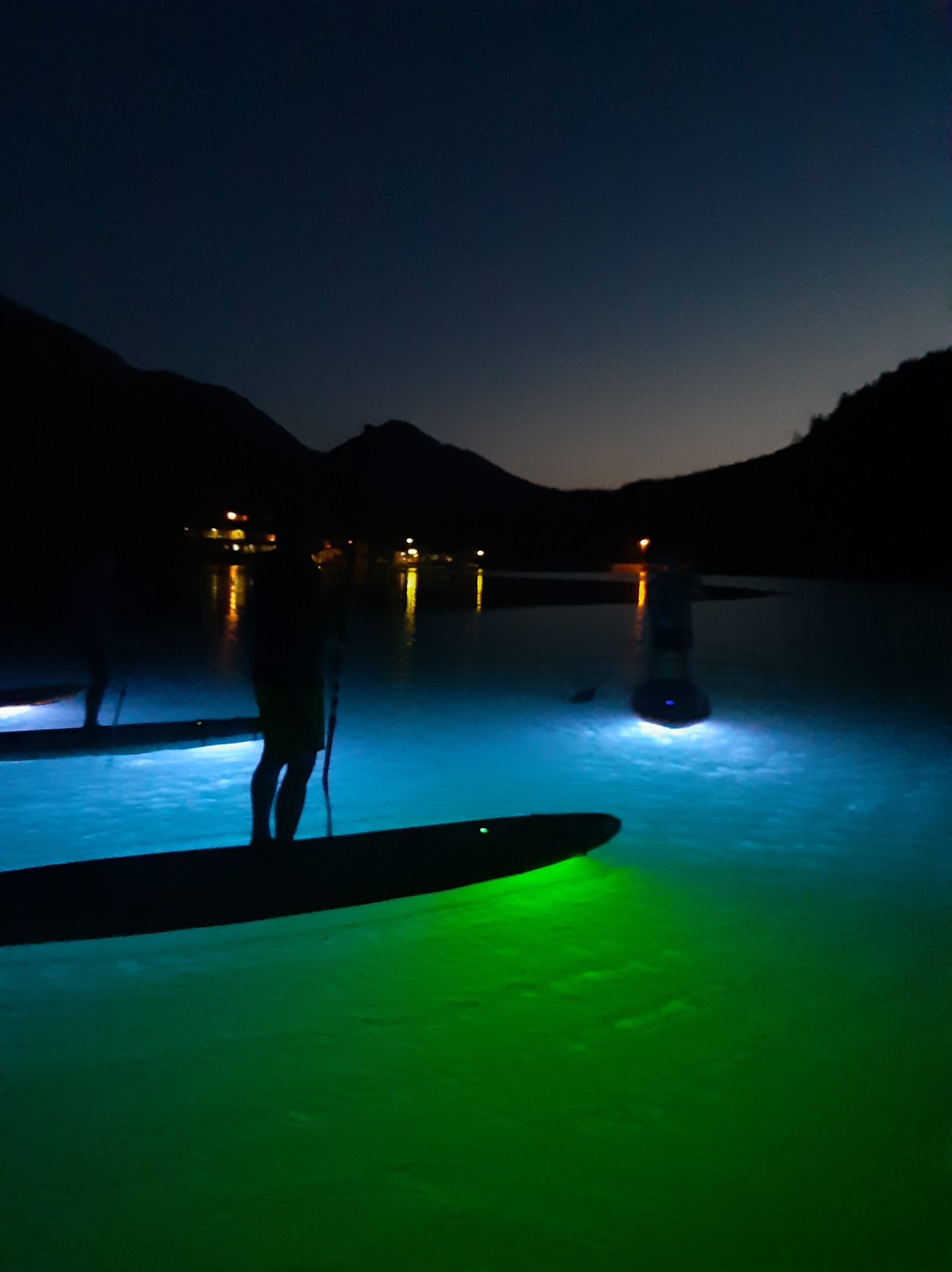 Night paddling with LED lighting